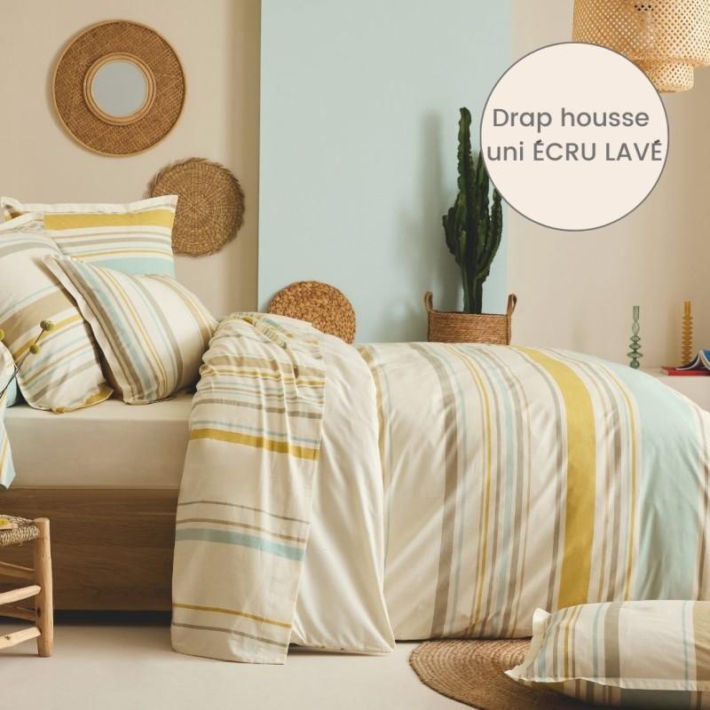 tradilinge Drap housse 100% coton Tradilinge uni ÉCRU LAVÉ (Hugo Faïence)