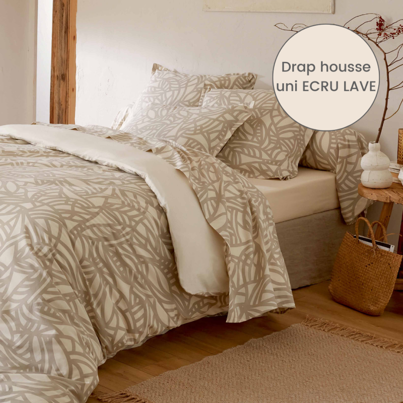 tradilinge Drap housse 100% coton Tradilinge uni ÉCRU LAVÉ (Séréna Chanvre)