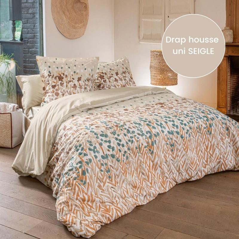 tradilinge Drap housse 100% coton Tradilinge uni SEIGLE (Évasion Pêche)