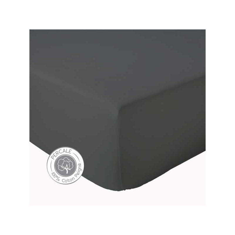 tradilinge Drap housse percale Tradilinge ANTHRACITE