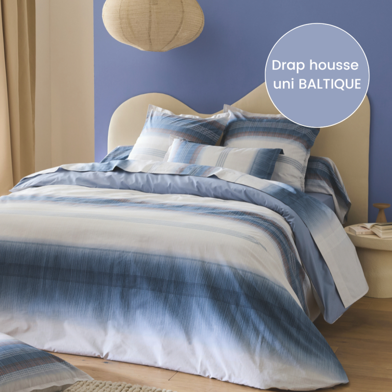 tradilinge Drap housse percale Tradilinge uni BALTIQUE (Esteban Bleu)