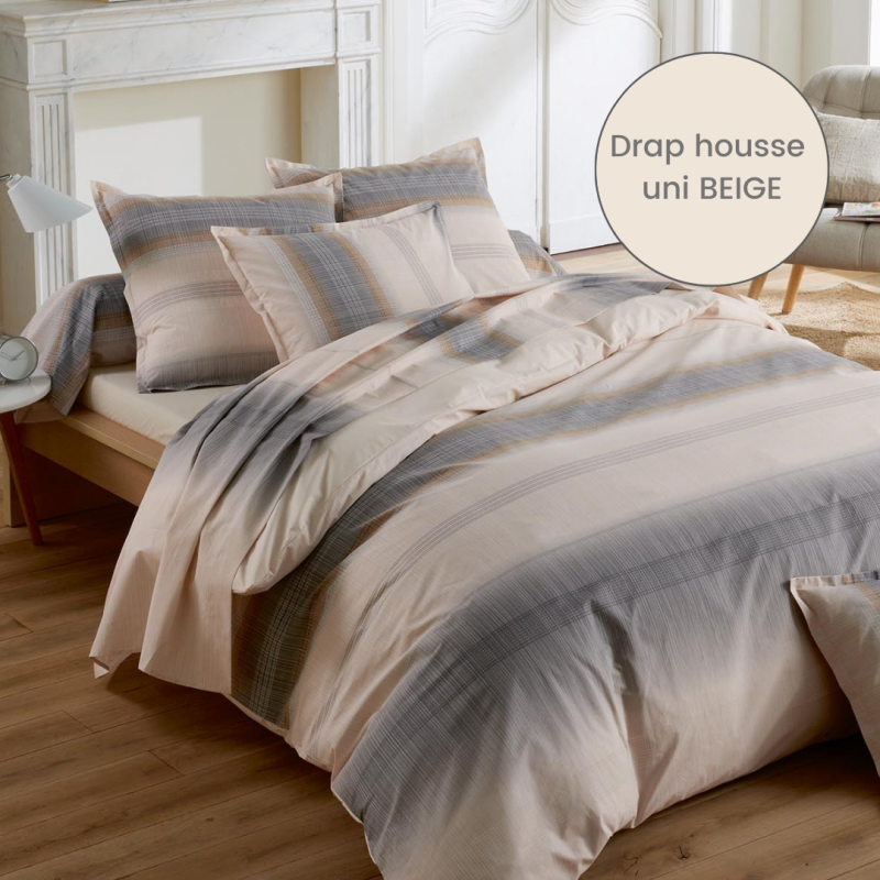 tradilinge Drap housse percale Tradilinge UNI BEIGE (Esteban Cuivre)