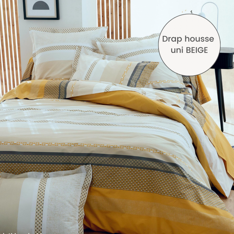 tradilinge Drap housse percale Tradilinge uni BEIGE (Marlow Miel)