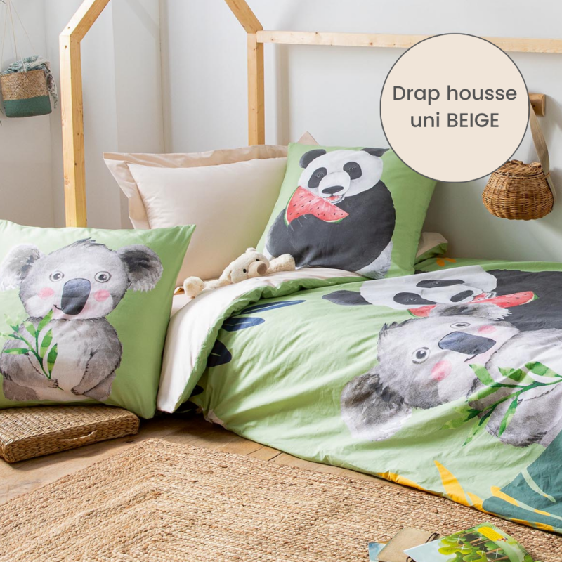 tradilinge Drap housse percale Tradilinge uni BEIGE (Panda)
