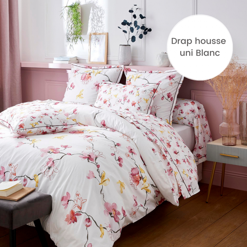 tradilinge Drap housse percale Tradilinge uni BLANC (Elisa Rose)