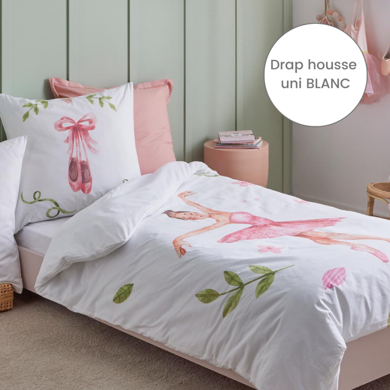 tradilinge Drap housse percale Tradilinge uni BLANC (Giselle)