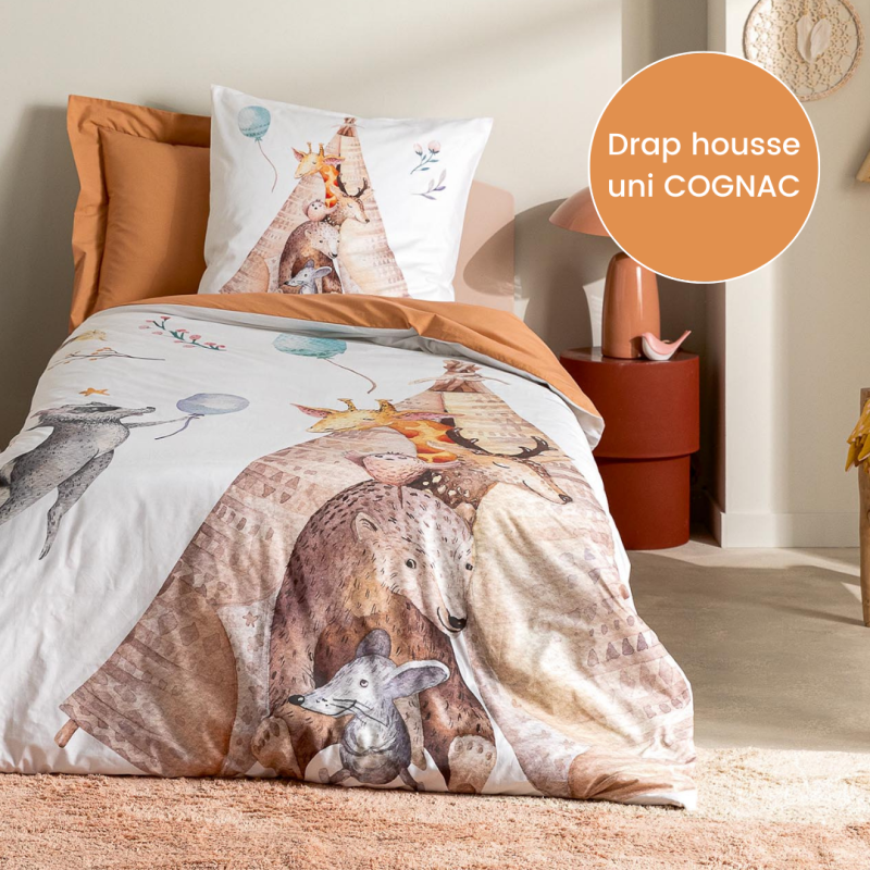 tradilinge Drap housse percale Tradilinge uni COGNAC (Tipi)