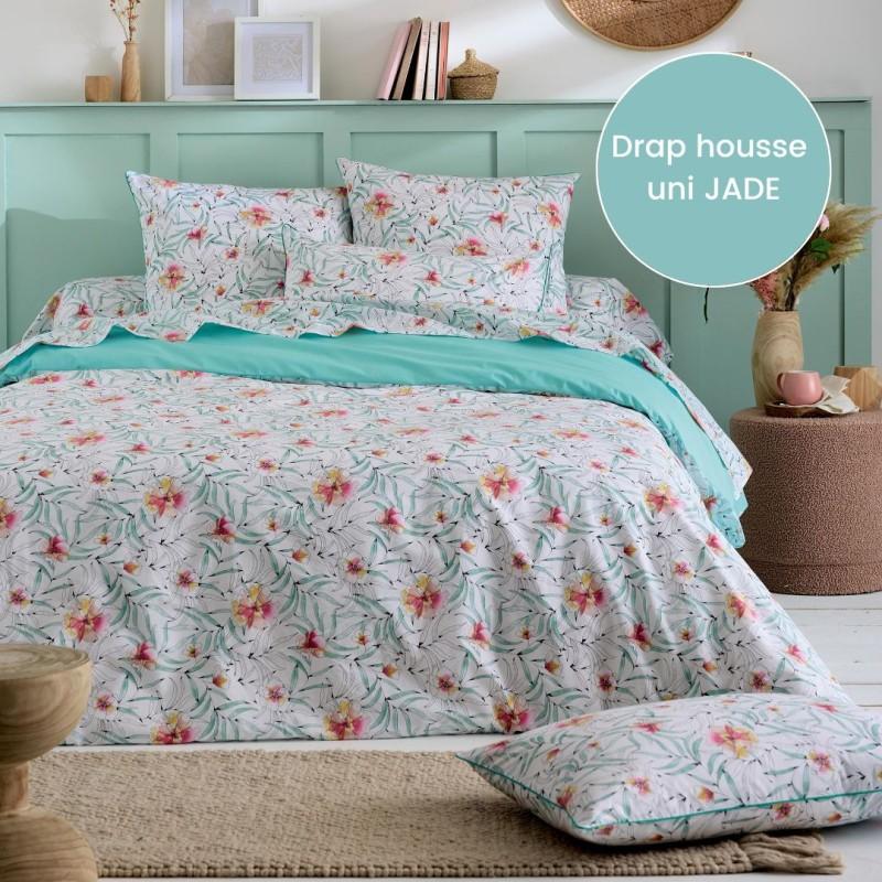 tradilinge Drap housse percale Tradilinge uni JADE (Roxane Jade)