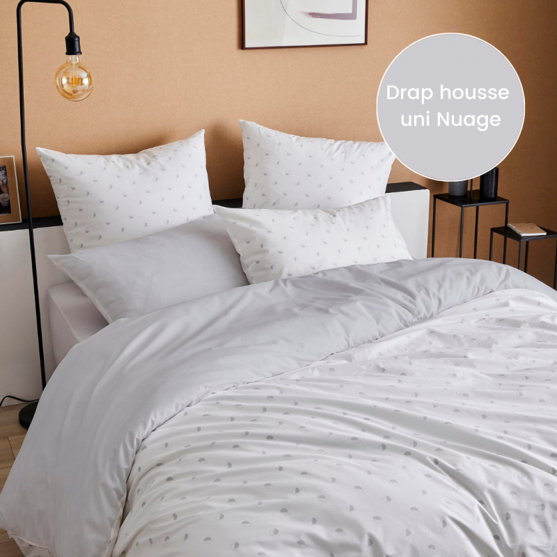 tradilinge Drap housse percale Tradilinge uni NUAGE (Alex Nuage)