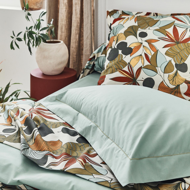 Tradilinge Drap Housse Percale Tradilinge Uni SAUGE (Cascade Sauge)