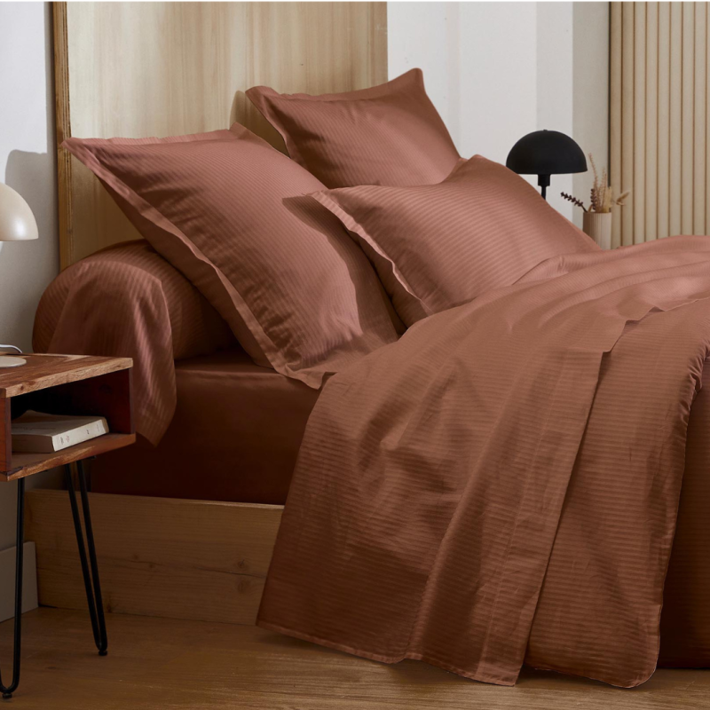 Tradilinge Drap Housse Satin Tradilinge Uni CUIR (Grand Hôtel Cuir)