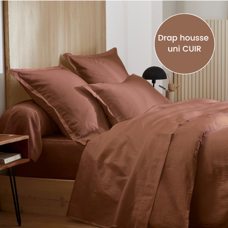 tradilinge Drap housse satin Tradilinge uni CUIR (Grand Hôtel Cuir)