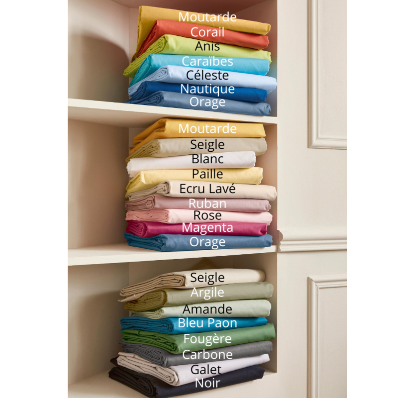 Tradilinge Drap Housse Tête Et Pieds Relevables Uni TRADILINGE 100% Coton 57 Fils/cm²