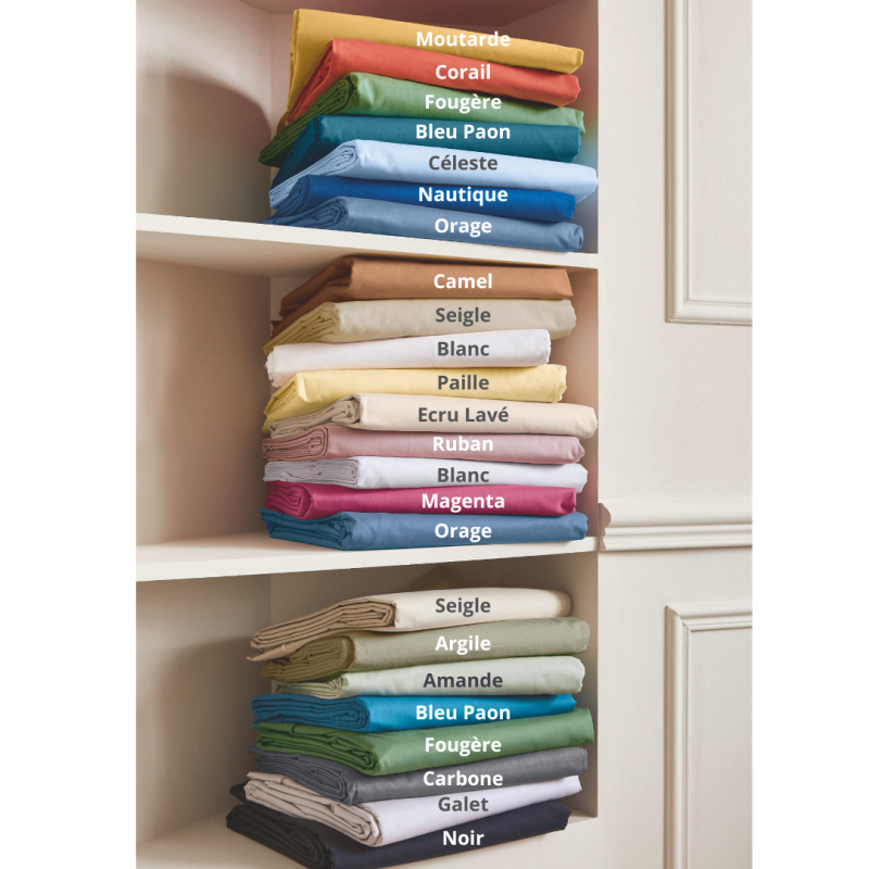 Tradilinge Drap Plat 100% Coton Tradilinge BLEU PAON