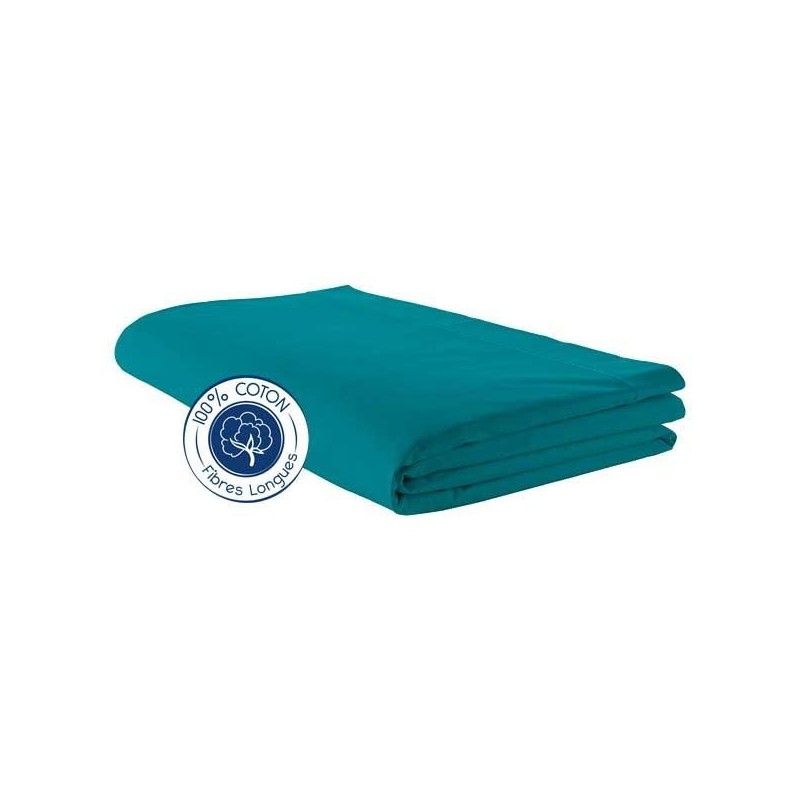 tradilinge Drap plat 100% coton Tradilinge BLEU PAON