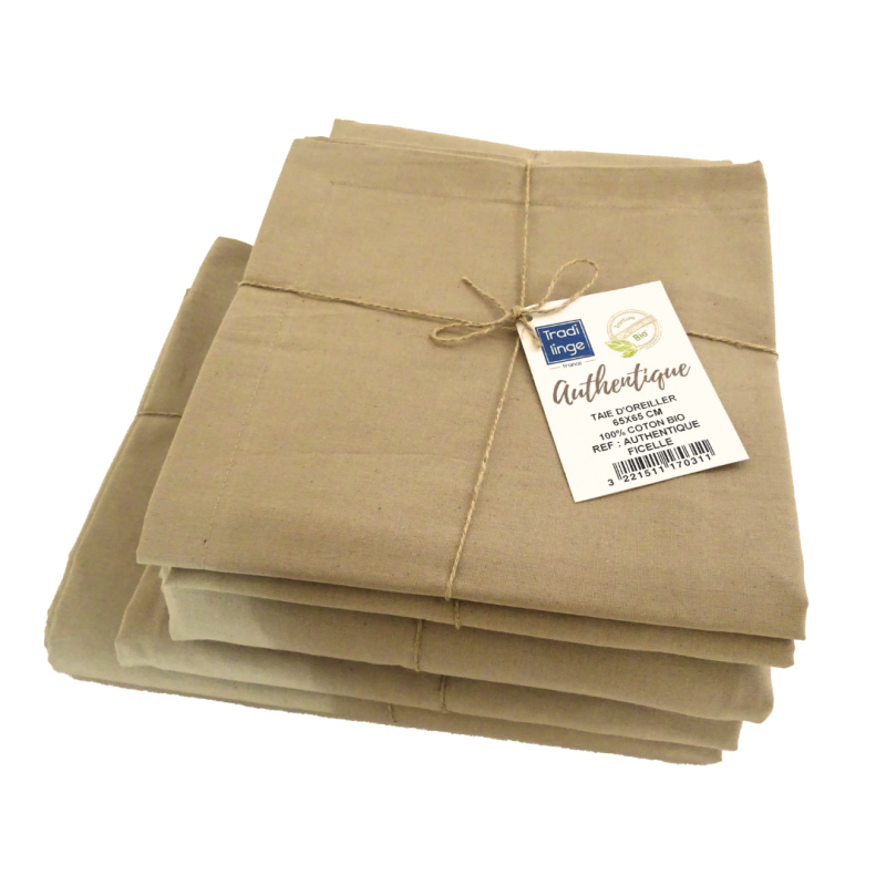 tradilinge Housse de couette en coton Bio - coloris FICELLE - Gamme AUTHENTIQUE