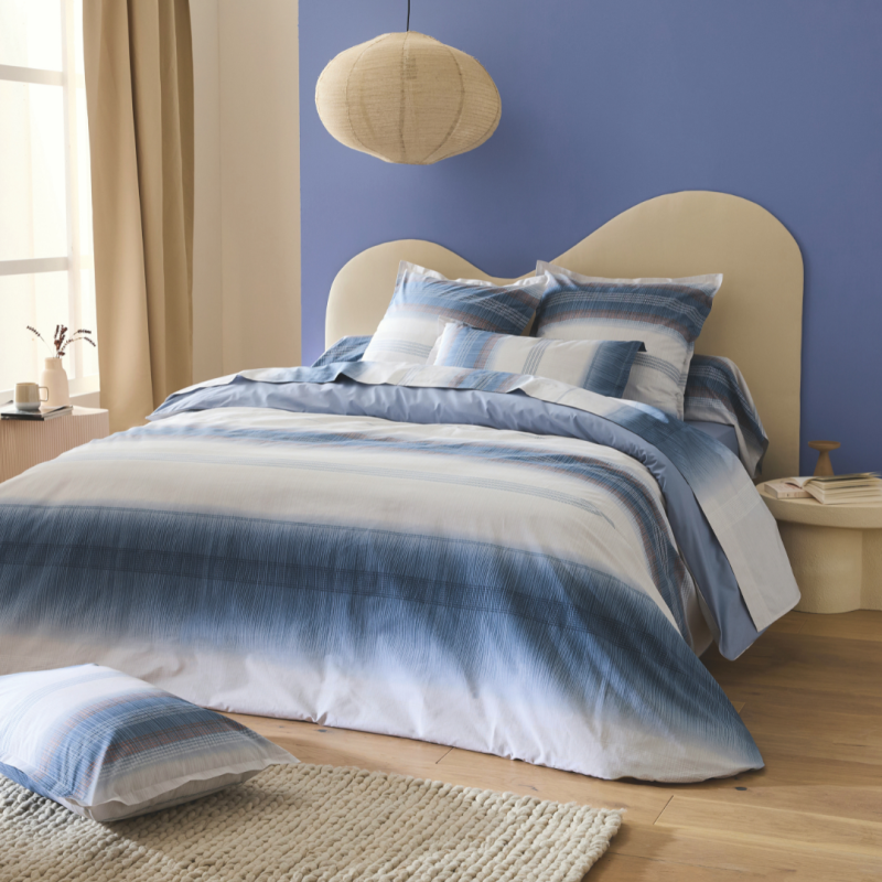 tradilinge Housse de couette percale Tradilinge ESTEBAN BLEU