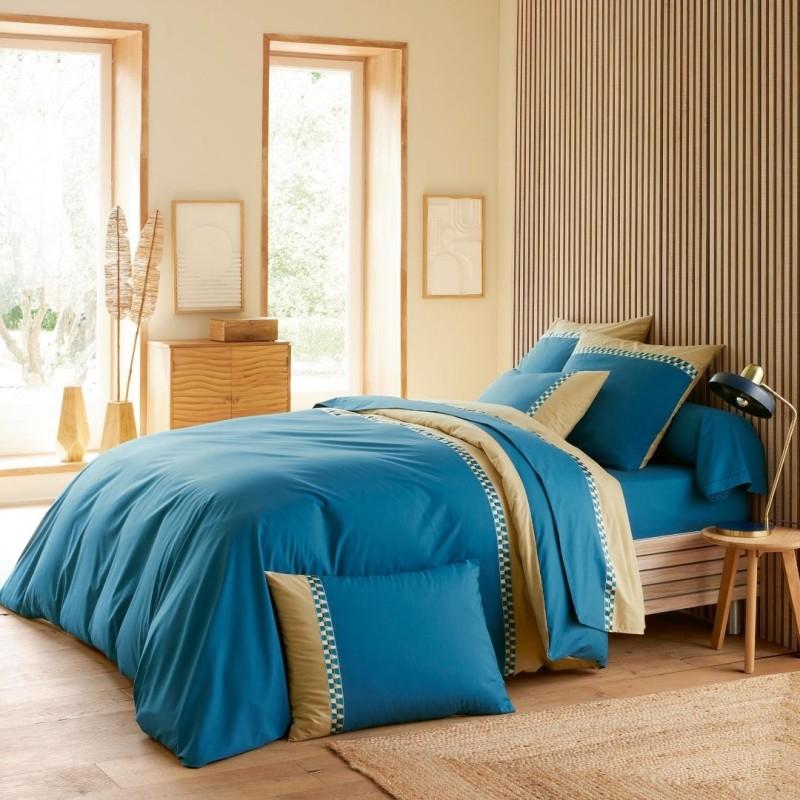 tradilinge Housse de couette percale Tradilinge LINO COBALT