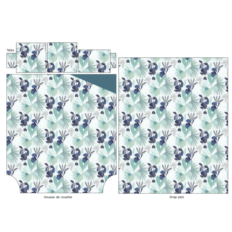 Tradilinge Housse De Couette Percale Tradilinge MOOREA COBALT