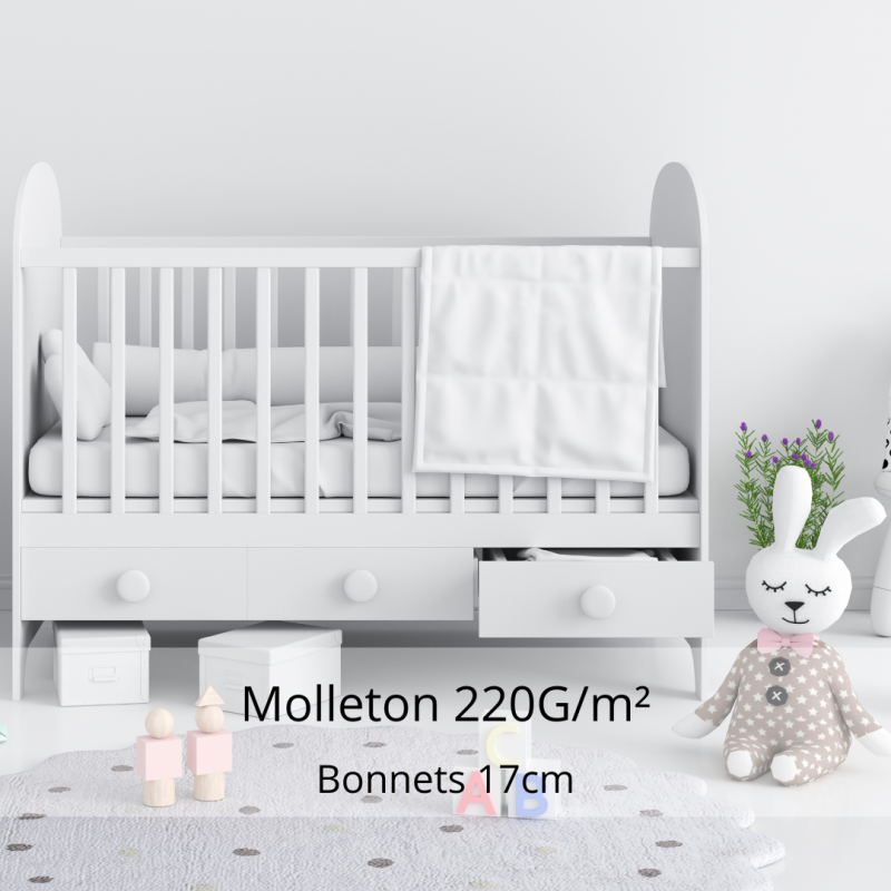 tradilinge Protège Matelas Bébé molleton 220GRS/M2 - Bonnets 17cm - Tradilinge