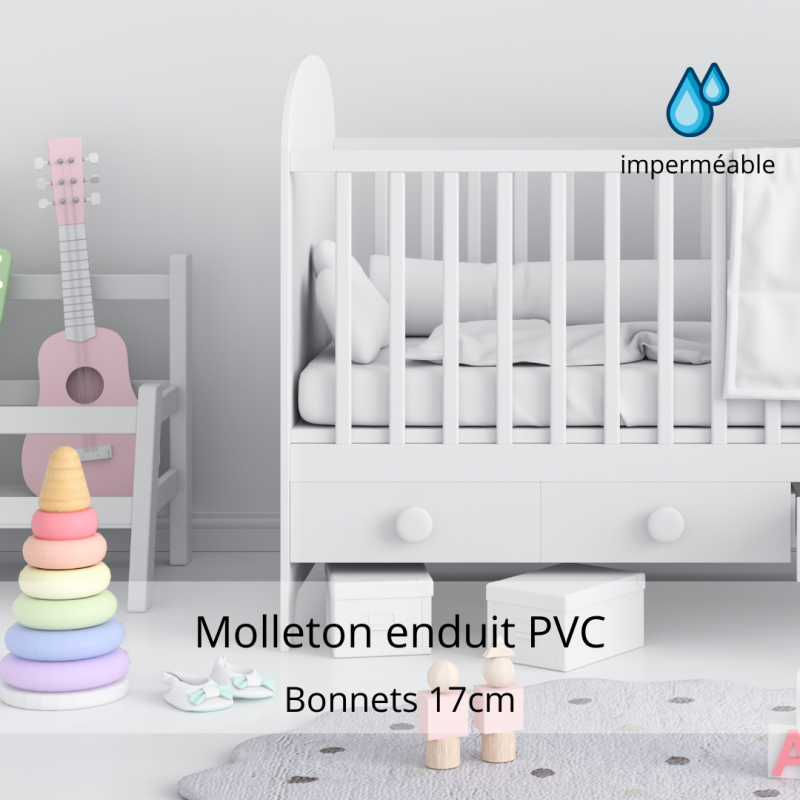 tradilinge Protège Matelas bébé molleton enduit Pvc - Bonnets 17cm - Tradilinge