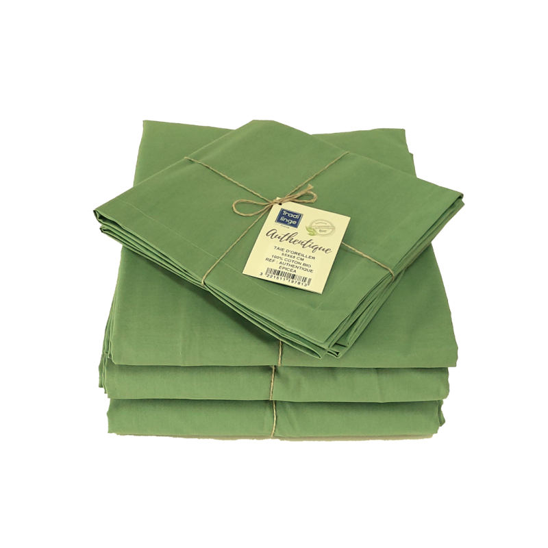 tradilinge Taie d'oreiller en coton Bio - coloris ÉPICÉA - gamme AUTHENTIQUE