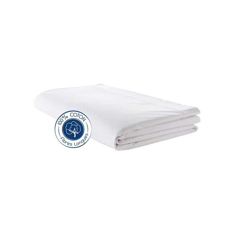 tradilinge Drap plat 100% coton Tradilinge BLANC
