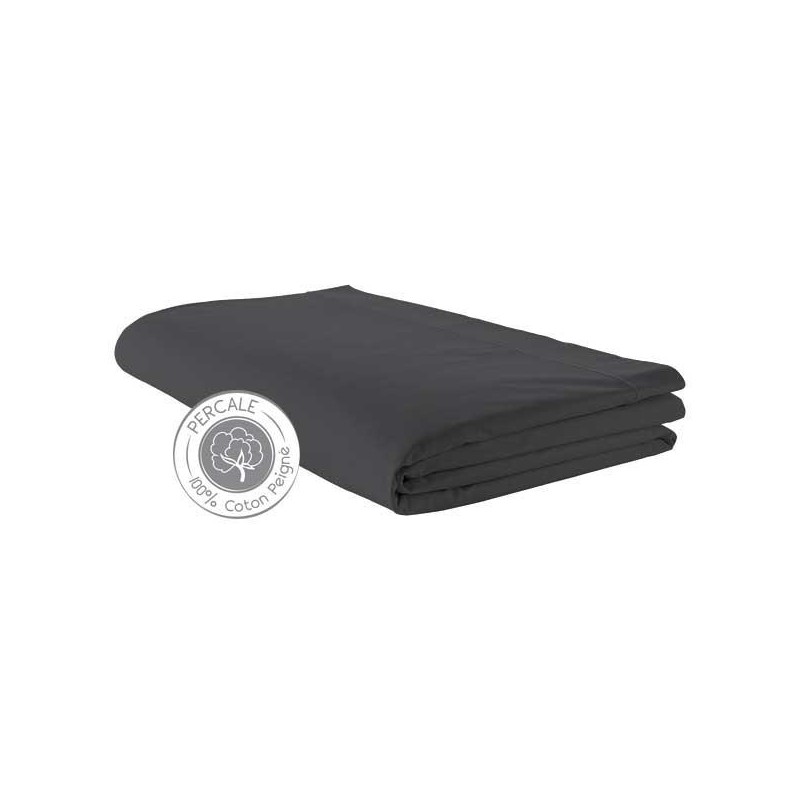 tradilinge Drap plat percale Tradilinge ANTHRACITE