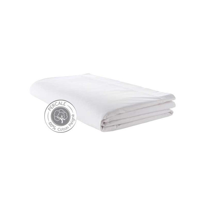 tradilinge Drap plat Percale Tradilinge BLANC