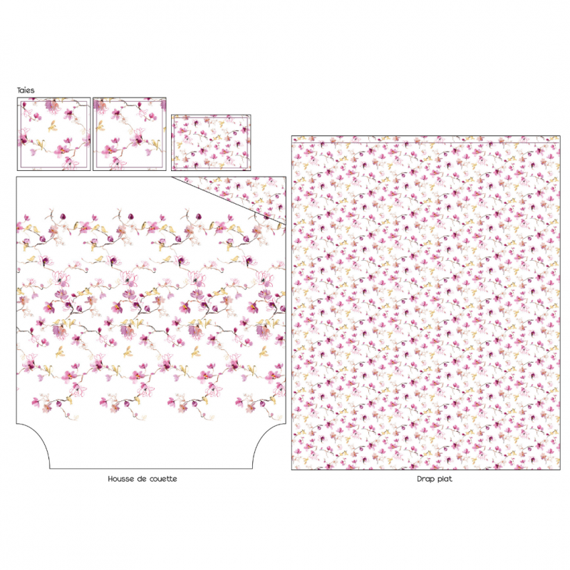 Tradilinge Taie Percale Tradilinge ELISA ROSE