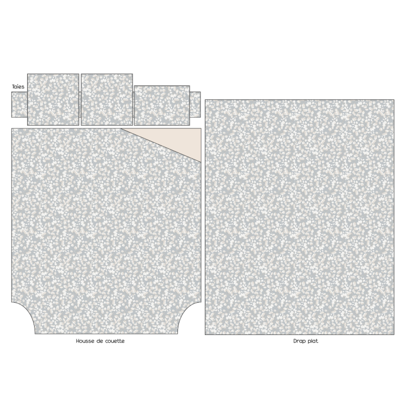 Tradilinge Taie Percale Tradilinge LISON GRIS