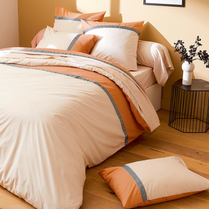 tradilinge Taie percale Tradilinge MACASSAR COGNAC