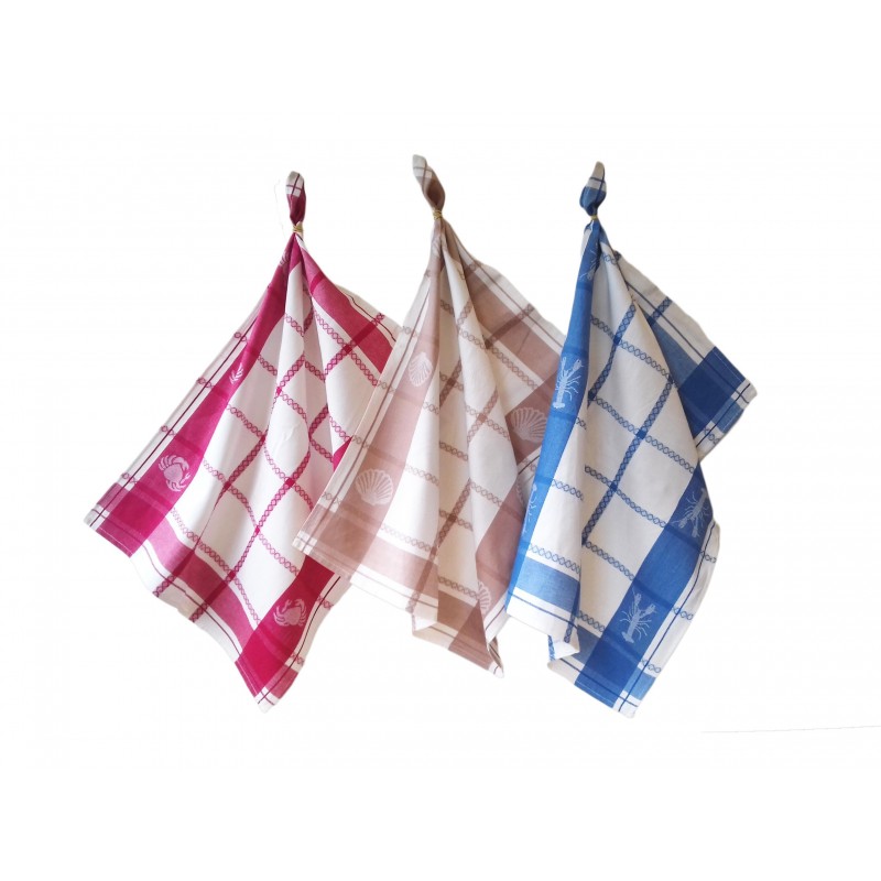 tradilinge Torchons FRUITS DE MER - lot de 6