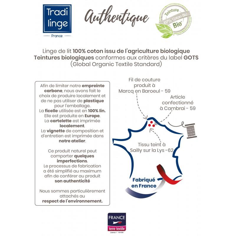 Tradilinge Traversin En Coton Bio - Coloris ÉPICÉA - Gamme AUTHENTIQUE