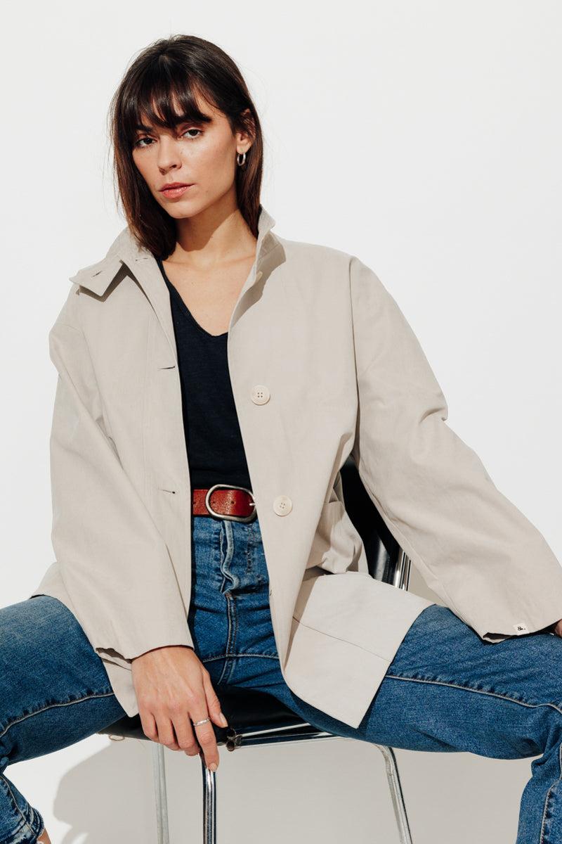 Trench & Coat France Imper Court En Gabardine De Coton Gris Clair Printemps-Été 2025