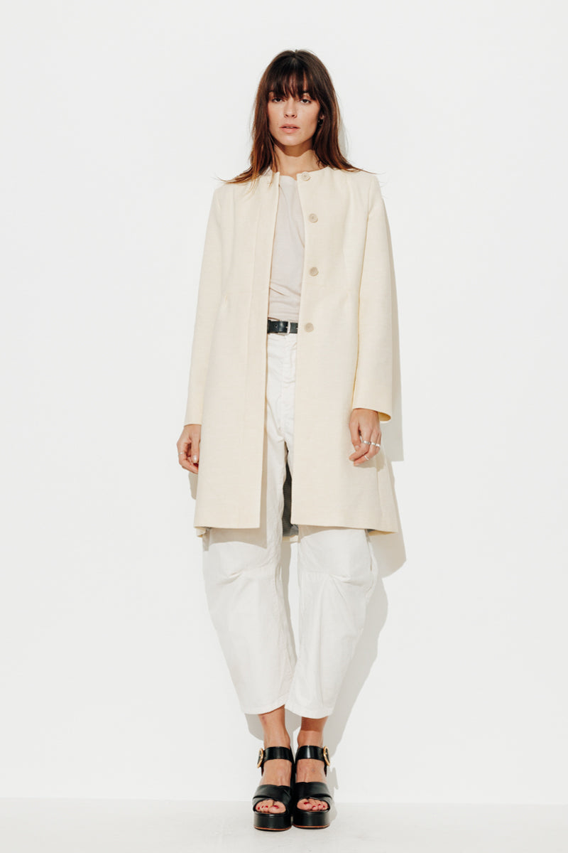 Trench & Coat France Manteau Cintré Sans Col SOVERIA écru Printemps-Été 2025