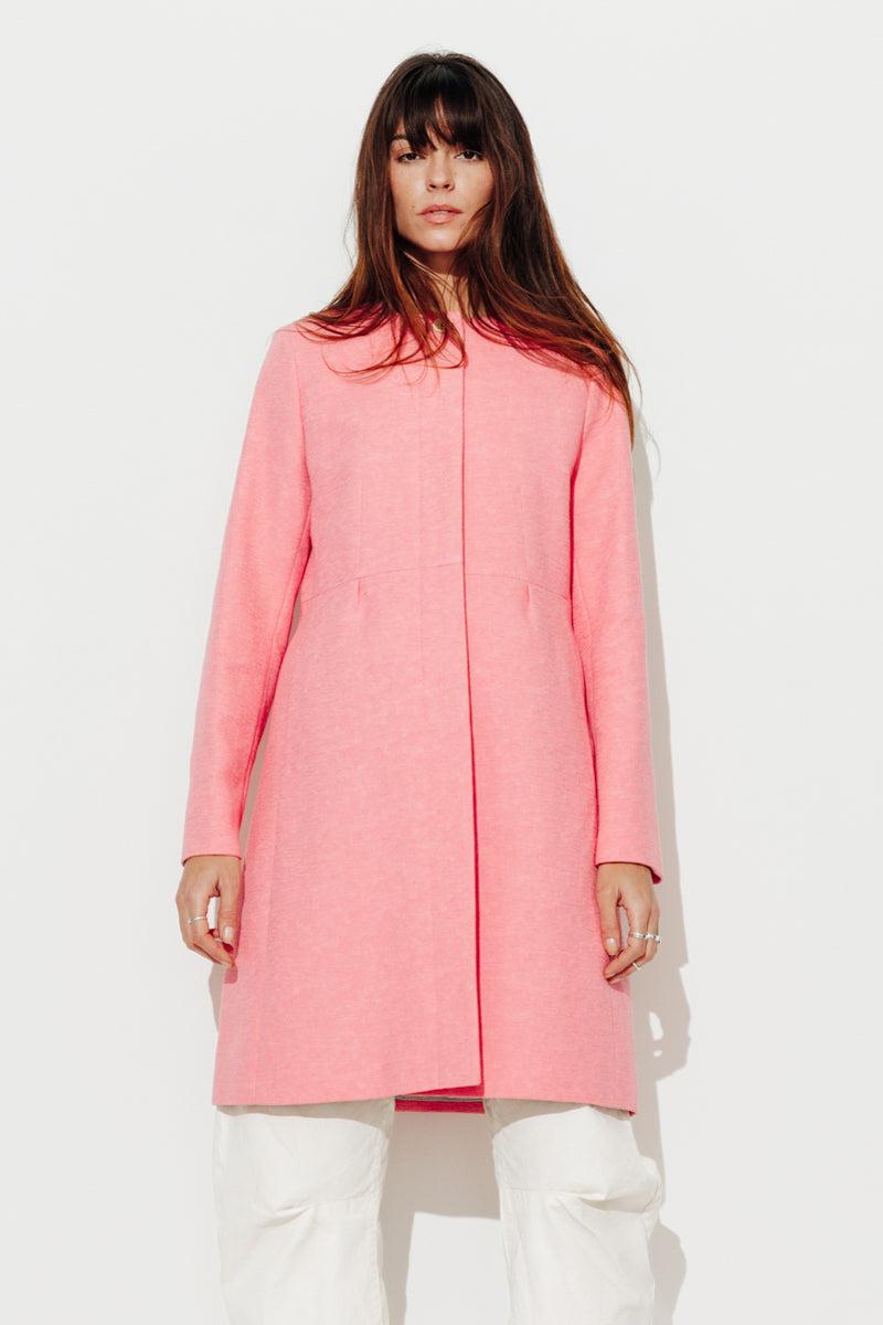 Trench & Coat France Manteau Sans Col Cintré Rose Printemps-Été 2025