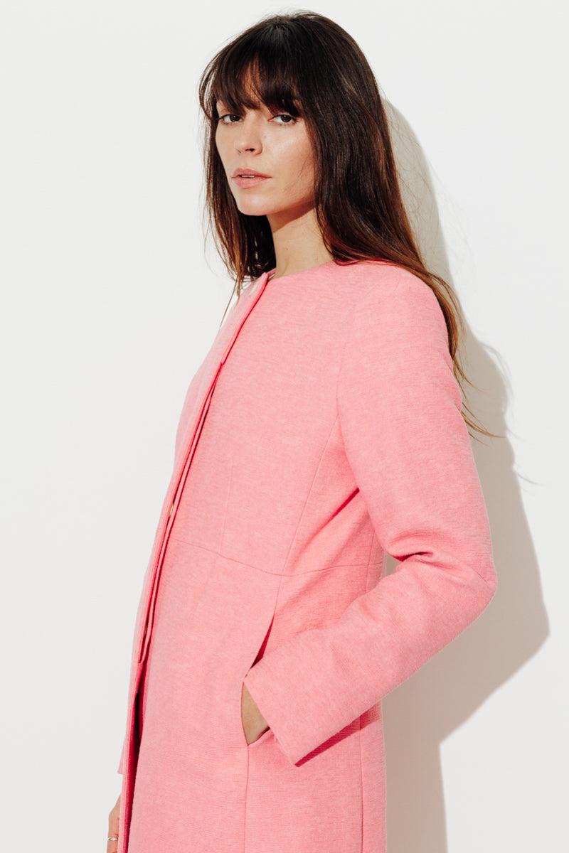 Trench & Coat France Manteau Sans Col Cintré Rose Printemps-Été 2025