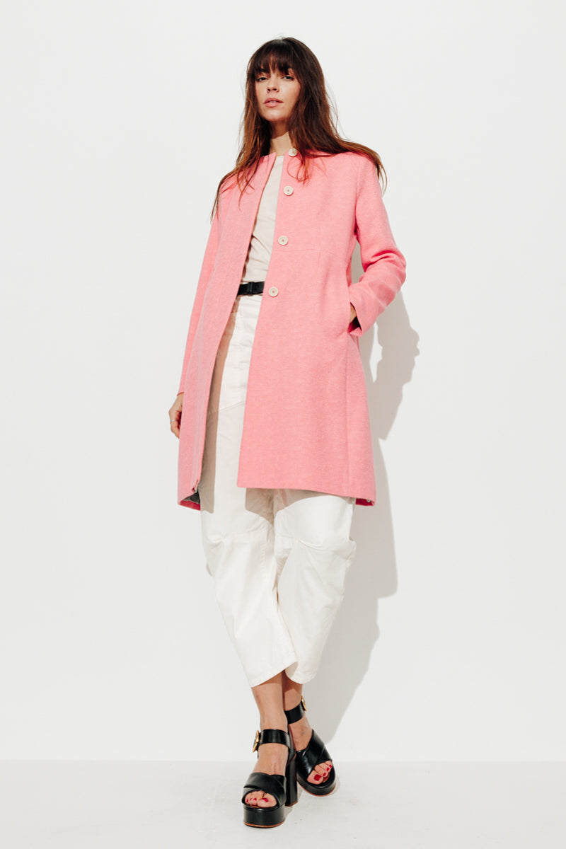 Trench & Coat France Manteau sans col cintré rose Printemps-Été 2025