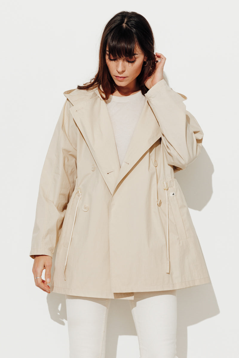 Trench & Coat France Parka à Capuche En Coton Biologique Beige Printemps-Été 2025