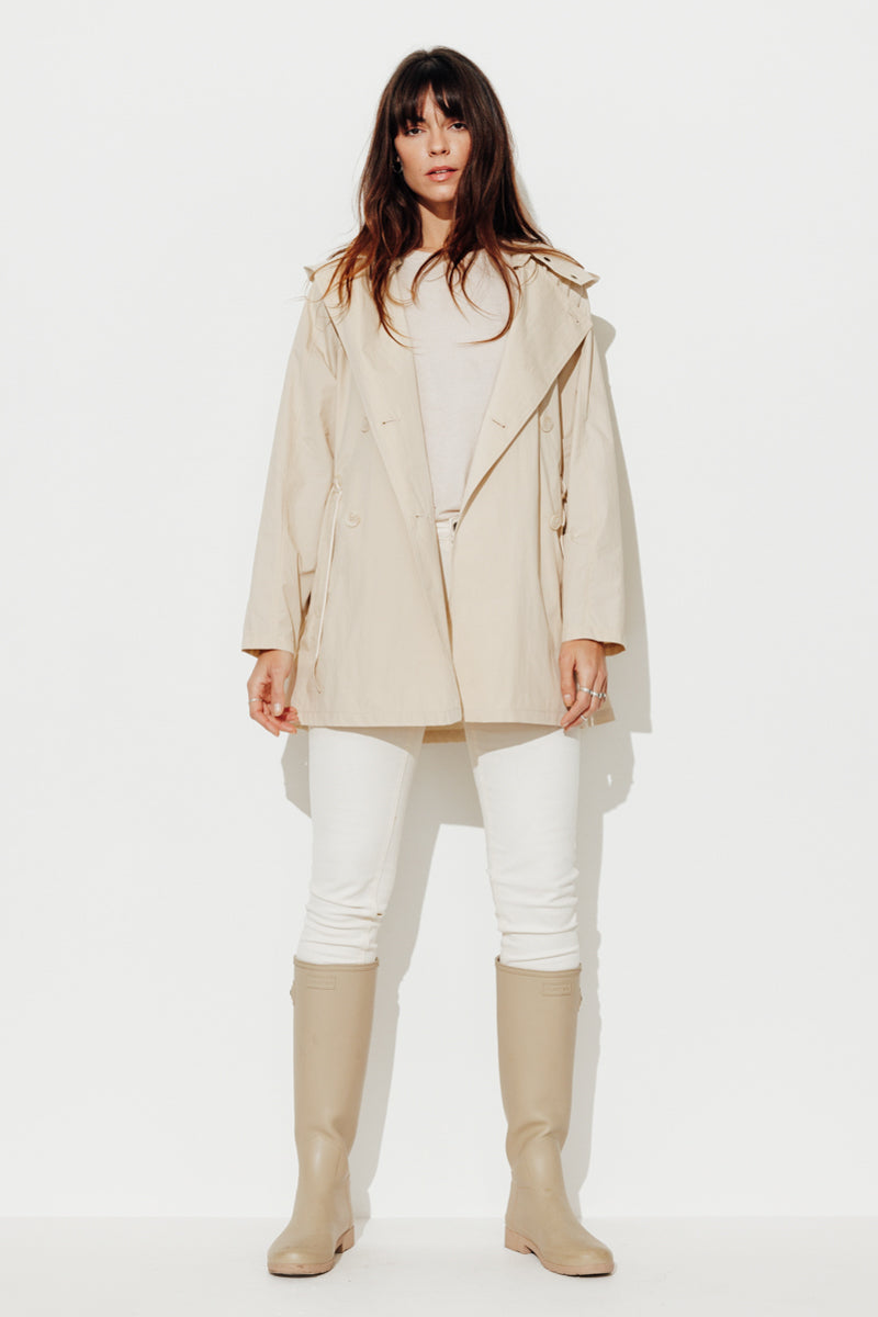 Trench & Coat France Parka à capuche en coton biologique beige Printemps-Été 2025