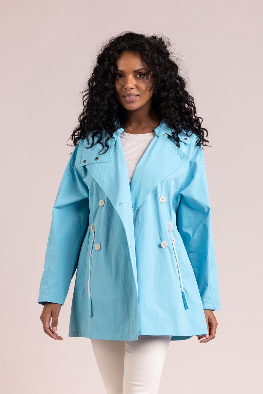 Trench & Coat France Parka à Capuche En Coton Biologique Bleu Printemps-Été 2025
