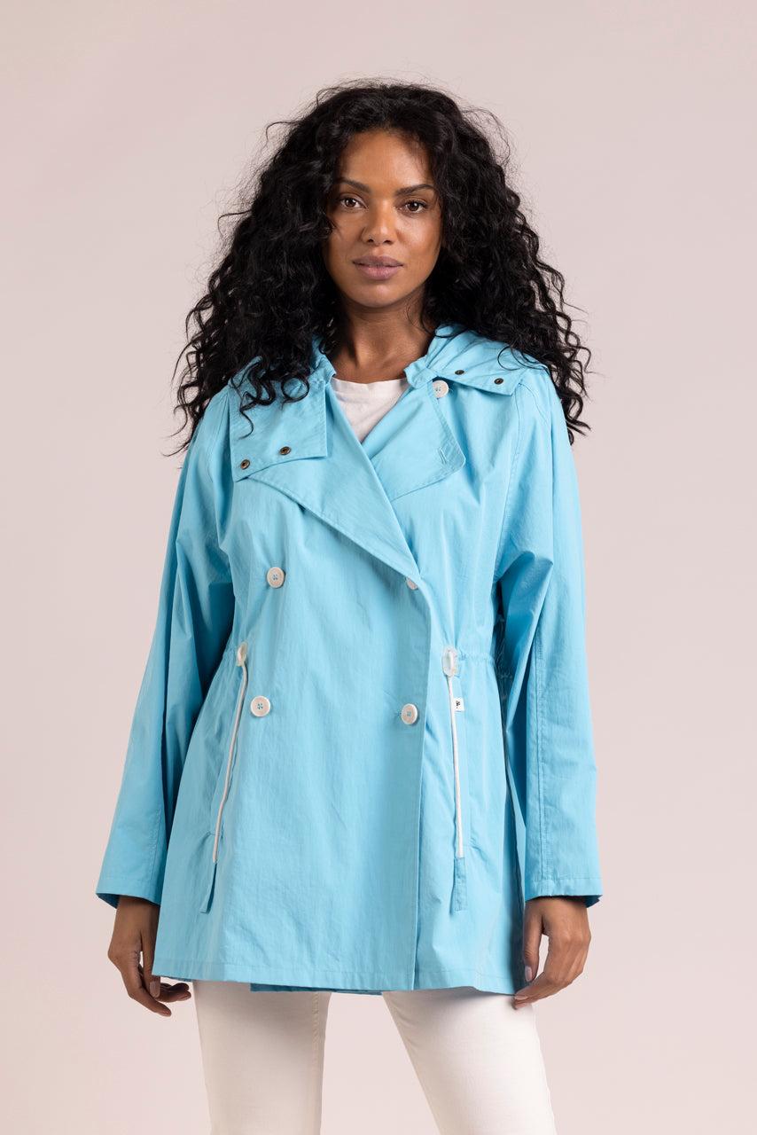 Trench & Coat France Parka à Capuche En Coton Biologique Bleu Printemps-Été 2025