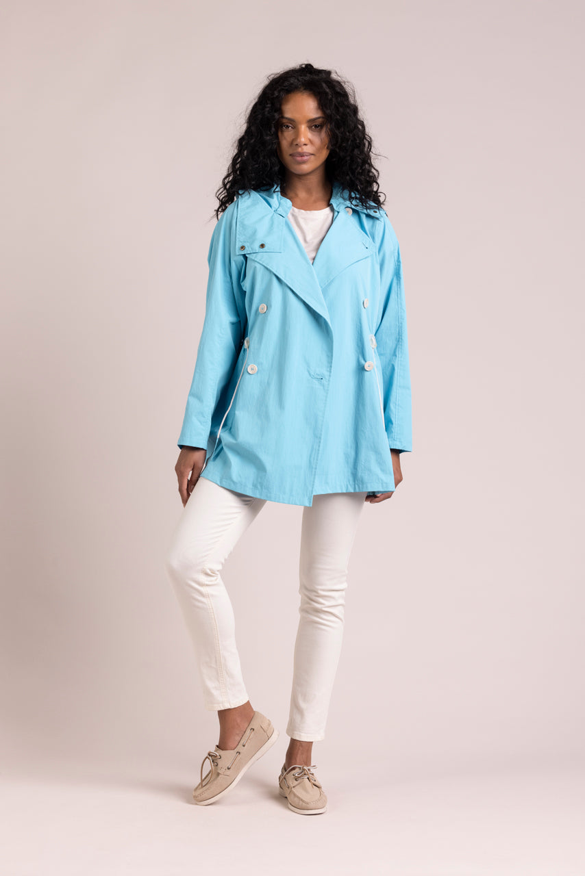 Trench & Coat France Parka à capuche en coton biologique bleu Printemps-Été 2025