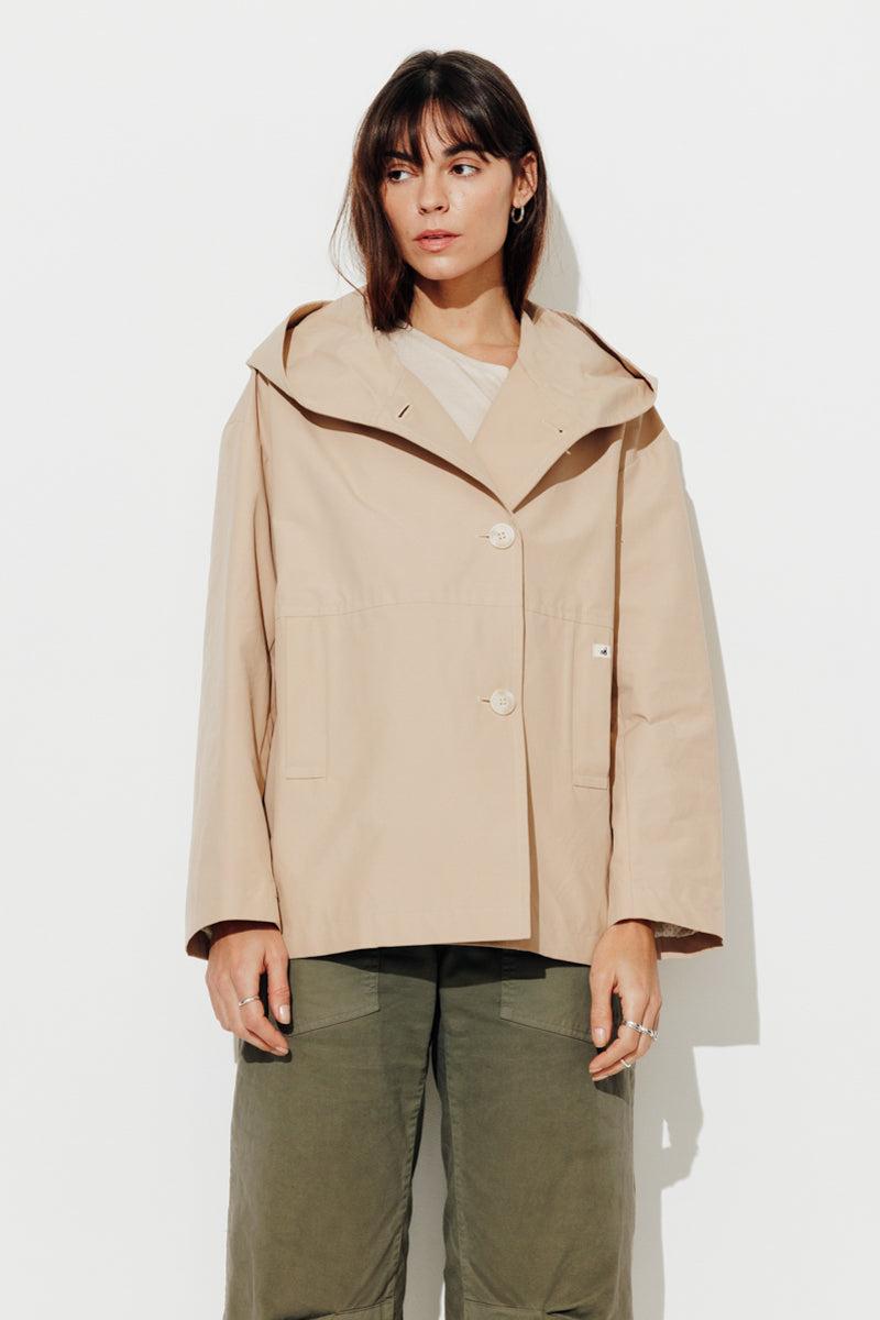 Trench & Coat France Parka Courte à Capuche En Coton Beige Rosé Printemps-Été 2025