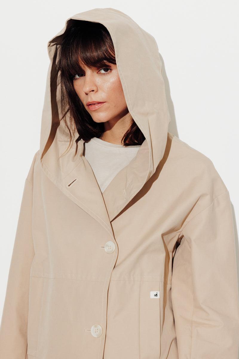 Trench & Coat France Parka Courte à Capuche En Coton Beige Rosé Printemps-Été 2025