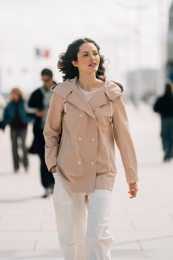 Trench & Coat France Parka courte féminine à capuche rose pâle Printemps-Été 2025