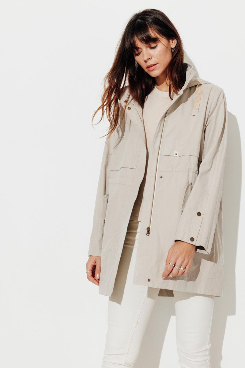 Trench & Coat France Parka Droite En Gabardine De Coton Grise Claire Printemps-Été 2025