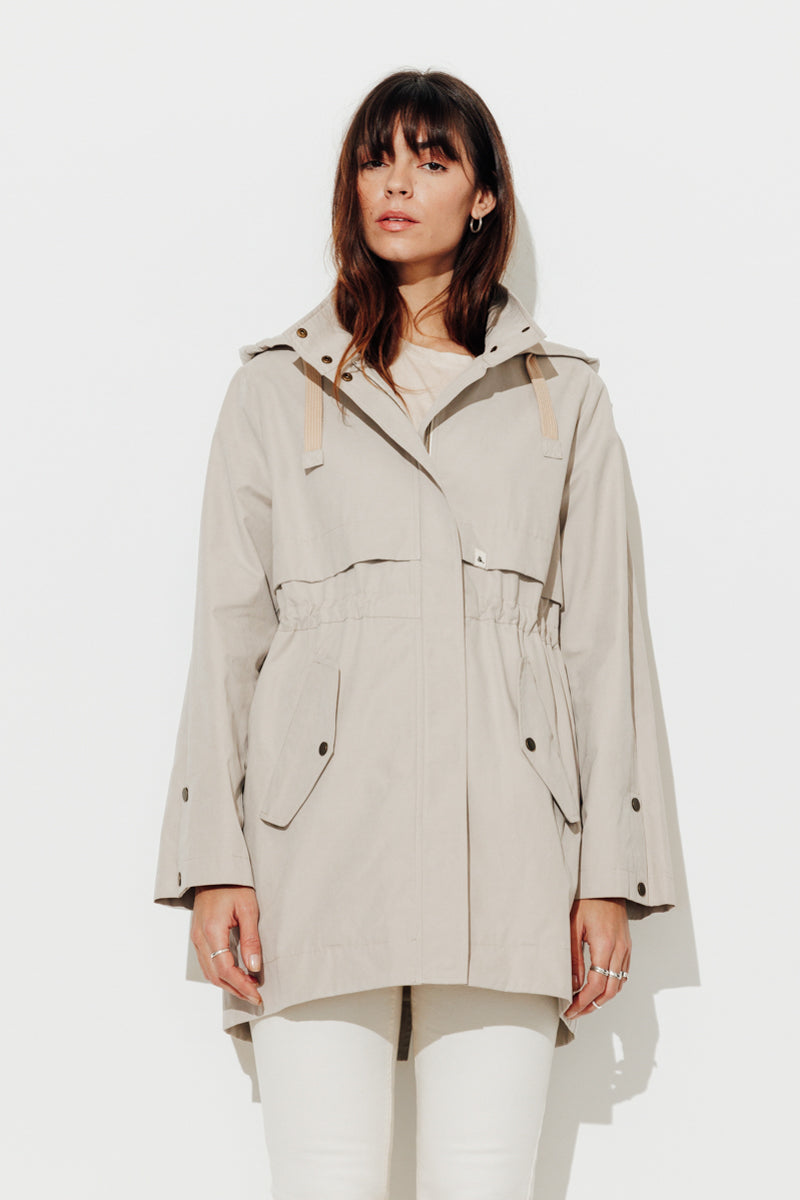 Trench & Coat France Parka Droite En Gabardine De Coton Grise Claire Printemps-Été 2025
