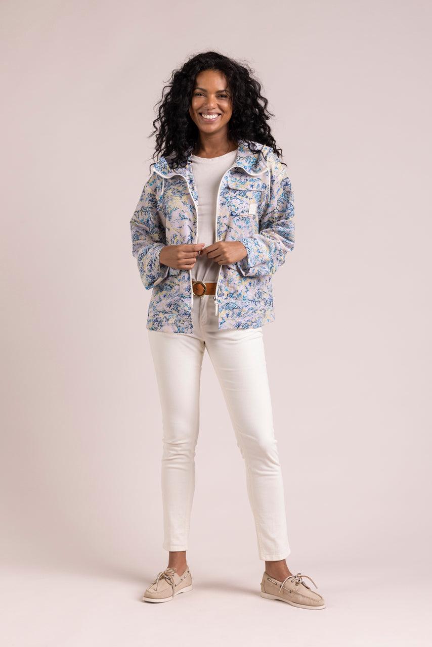 Trench & Coat France Parka Mi-longue Oversize à L'imprimé Bleu Printemps-Été 2025